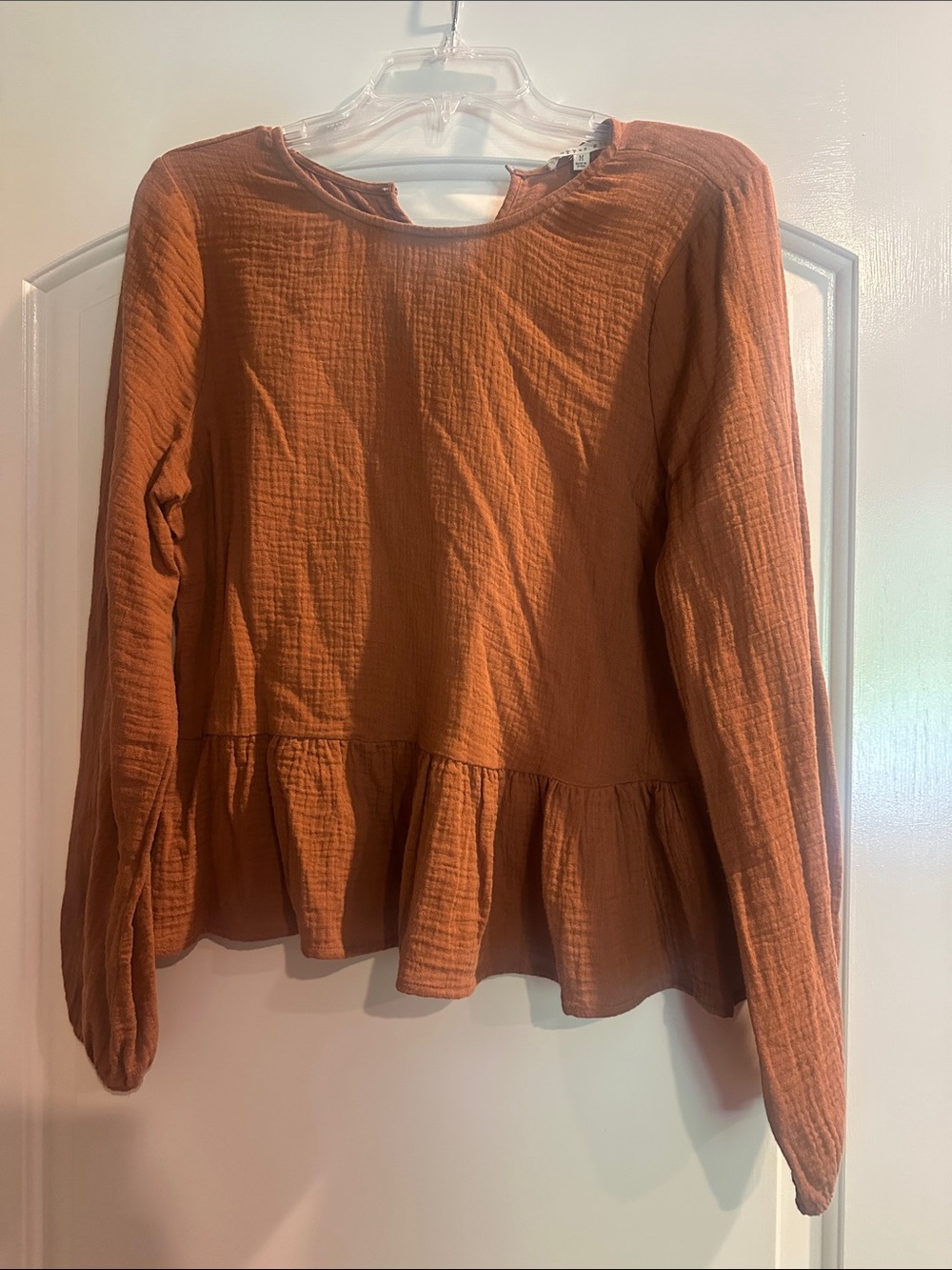 Copper Key Rust Long-Sleeve Peplum Tunic